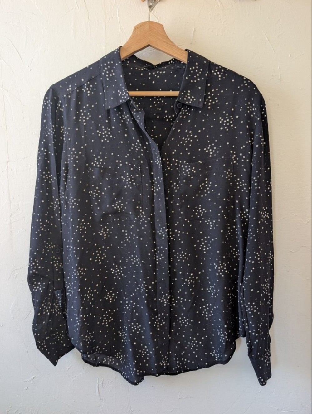 Ann Taylor Silk Button Down in Star Print